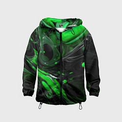 Ветровка с капюшоном детская Green dark abstract geometry style, цвет: 3D-черный