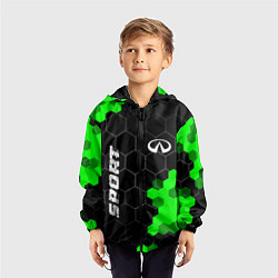 Ветровка с капюшоном детская Infiniti green sport hexagon, цвет: 3D-черный — фото 2