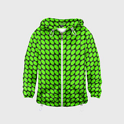 Ветровка с капюшоном детская Зелёные лепестки шестиугольники, цвет: 3D-белый
