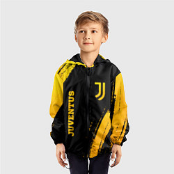 Ветровка с капюшоном детская Juventus - gold gradient вертикально, цвет: 3D-черный — фото 2