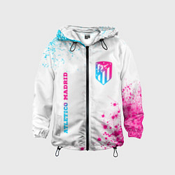 Ветровка с капюшоном детская Atletico Madrid neon gradient style вертикально, цвет: 3D-черный