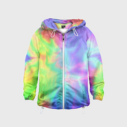 Ветровка с капюшоном детская Яркий тай-дай абстракция, цвет: 3D-белый