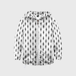 Ветровка с капюшоном детская Белый в чёрный горошек узором, цвет: 3D-белый