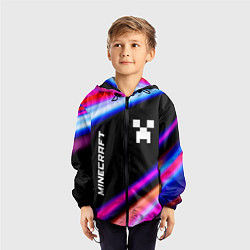 Ветровка с капюшоном детская Minecraft speed game lights, цвет: 3D-черный — фото 2