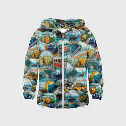 Ветровка с капюшоном детская Adventure stickers, цвет: 3D-белый