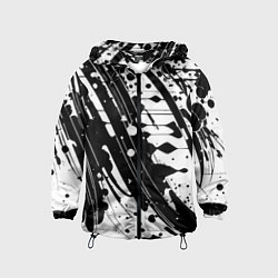 Ветровка с капюшоном детская Чёрно белая абстракция - кляксы, цвет: 3D-черный