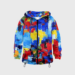 Ветровка с капюшоном детская Смелые мазки яркой краски - нейросеть, цвет: 3D-черный