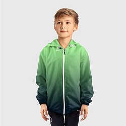 Ветровка с капюшоном детская Градиент зелёный в синий, цвет: 3D-белый — фото 2