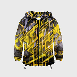 Ветровка с капюшоном детская Yellow and white abstraction, цвет: 3D-черный
