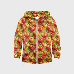 Ветровка с капюшоном детская Вкусные яблоки паттерн, цвет: 3D-белый
