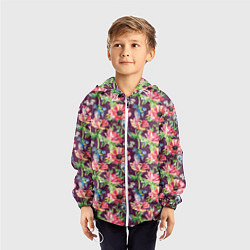 Ветровка с капюшоном детская Птицы и цветы, цвет: 3D-белый — фото 2