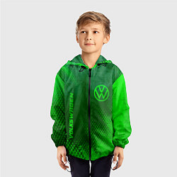 Ветровка с капюшоном детская Volkswagen - green gradient вертикально, цвет: 3D-черный — фото 2