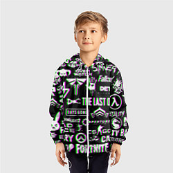 Ветровка с капюшоном детская Logo game glitch, цвет: 3D-белый — фото 2