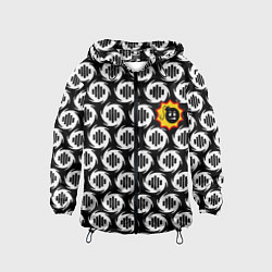 Ветровка с капюшоном детская Serious Sam logo pattern, цвет: 3D-черный