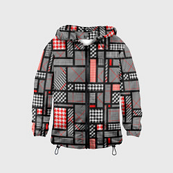 Ветровка с капюшоном детская Узор в клетку, цвет: 3D-черный
