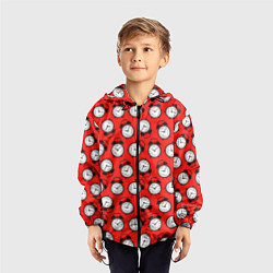 Ветровка с капюшоном детская Будильник паттерн, цвет: 3D-черный — фото 2