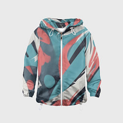 Ветровка с капюшоном детская Граффити в пастельных тонах абстракция, цвет: 3D-белый