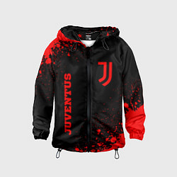 Ветровка с капюшоном детская Juventus - red gradient вертикально, цвет: 3D-черный