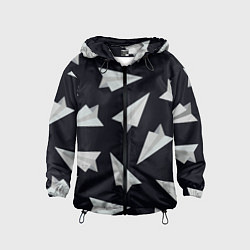 Ветровка с капюшоном детская Белый бумажный самолётик - Телеграм, цвет: 3D-черный