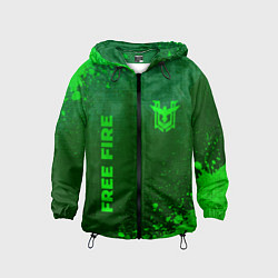 Ветровка с капюшоном детская Free Fire - green gradient вертикально, цвет: 3D-черный