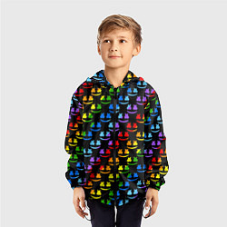 Ветровка с капюшоном детская Marshmello pattern neon, цвет: 3D-черный — фото 2