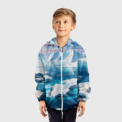 Ветровка с капюшоном детская Арктика льдины, цвет: 3D-белый — фото 2