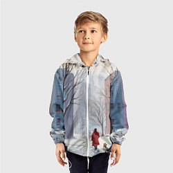 Ветровка с капюшоном детская Прогулка зима, цвет: 3D-белый — фото 2