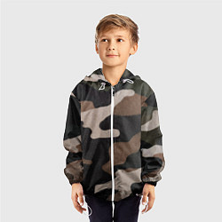 Ветровка с капюшоном детская Армейский камуфляж, цвет: 3D-белый — фото 2