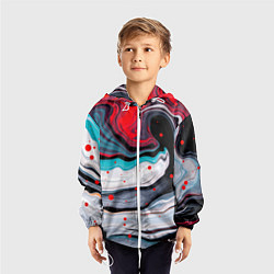 Ветровка с капюшоном детская Флюид арт абстракция, цвет: 3D-белый — фото 2