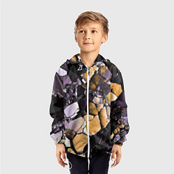 Ветровка с капюшоном детская Чёрно-жёлтый камень, цвет: 3D-белый — фото 2