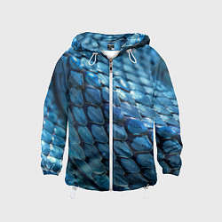 Ветровка с капюшоном детская Голубая кожа змеи, цвет: 3D-белый