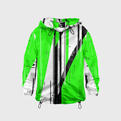 Детская ветровка Black and white vertical stripes on a green backgr