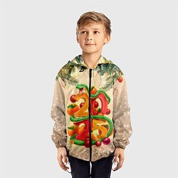 Ветровка с капюшоном детская Веселая змея 2025, цвет: 3D-черный — фото 2