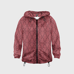 Ветровка с капюшоном детская Терракотовый абстрактный геометрический узор, цвет: 3D-черный
