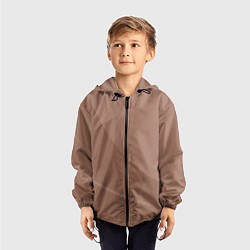 Ветровка с капюшоном детская Мокко Мусс однотонный с полосой, цвет: 3D-черный — фото 2