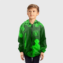 Ветровка с капюшоном детская Changan - green gradient вертикально, цвет: 3D-черный — фото 2
