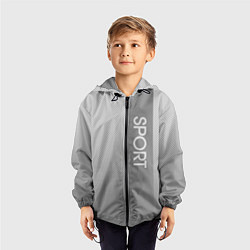 Ветровка с капюшоном детская Sport светло-серый с полосой, цвет: 3D-черный — фото 2