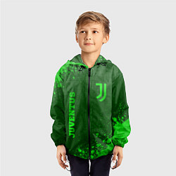 Ветровка с капюшоном детская Juventus - green gradient вертикально, цвет: 3D-черный — фото 2