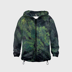 Ветровка с капюшоном детская Абстракция - green camouflage background, цвет: 3D-черный