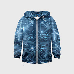 Ветровка с капюшоном детская Системная плата, цвет: 3D-белый