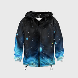 Ветровка с капюшоном детская Синяя светящееся краска, цвет: 3D-черный
