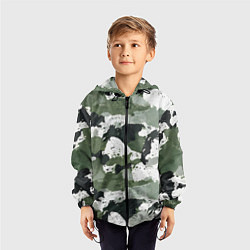 Ветровка с капюшоном детская Зеленый фактурный камуфляж, цвет: 3D-черный — фото 2