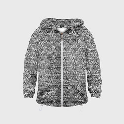 Ветровка с капюшоном детская Чёрно-белый текстурный, цвет: 3D-белый