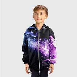 Ветровка с капюшоном детская Фиолетово-синяя абстрактная волна, цвет: 3D-белый — фото 2