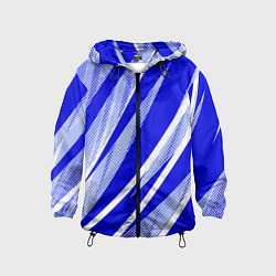 Ветровка с капюшоном детская Абстрактный синий полосатый, цвет: 3D-черный