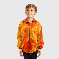 Ветровка с капюшоном детская Огненный жёлто-красный, цвет: 3D-черный — фото 2