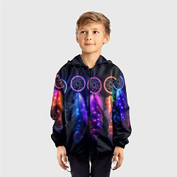 Ветровка с капюшоном детская Ловцы снов - свечение перьев, цвет: 3D-черный — фото 2