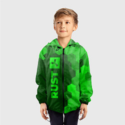 Ветровка с капюшоном детская Rust - green gradient по-вертикали, цвет: 3D-черный — фото 2