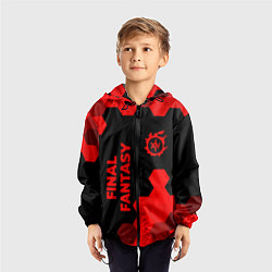 Ветровка с капюшоном детская Final Fantasy - red gradient вертикально, цвет: 3D-черный — фото 2