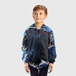 Ветровка с капюшоном детская Объемная дыра в стене текстура, цвет: 3D-черный — фото 2